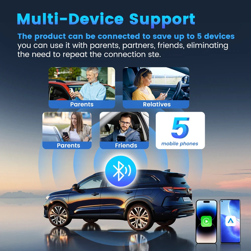 CarlinKit 5.0 2air Wireless CarPlay Adapter Android Auto Wireless Smart Box 2 in 1 For Volvo Benz Audi Kia Hyundai VW Mazda