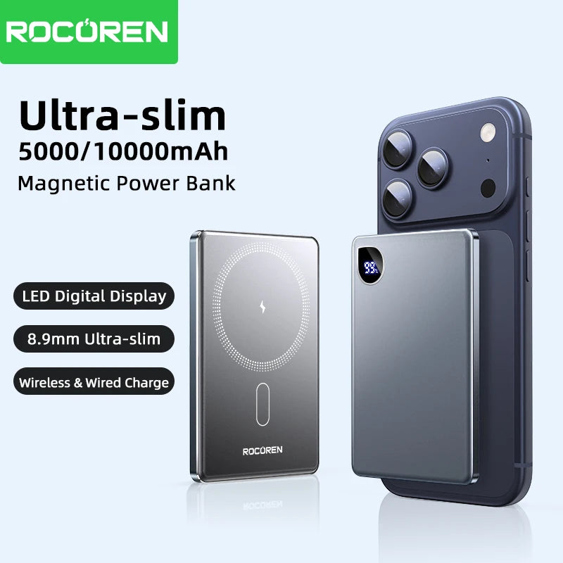 Magnetic PowerBank Fast Charging 5000mAh/10000mAh - Power Bank Portable Wireless Charger Battery For iPhone 17 16 Pro Max