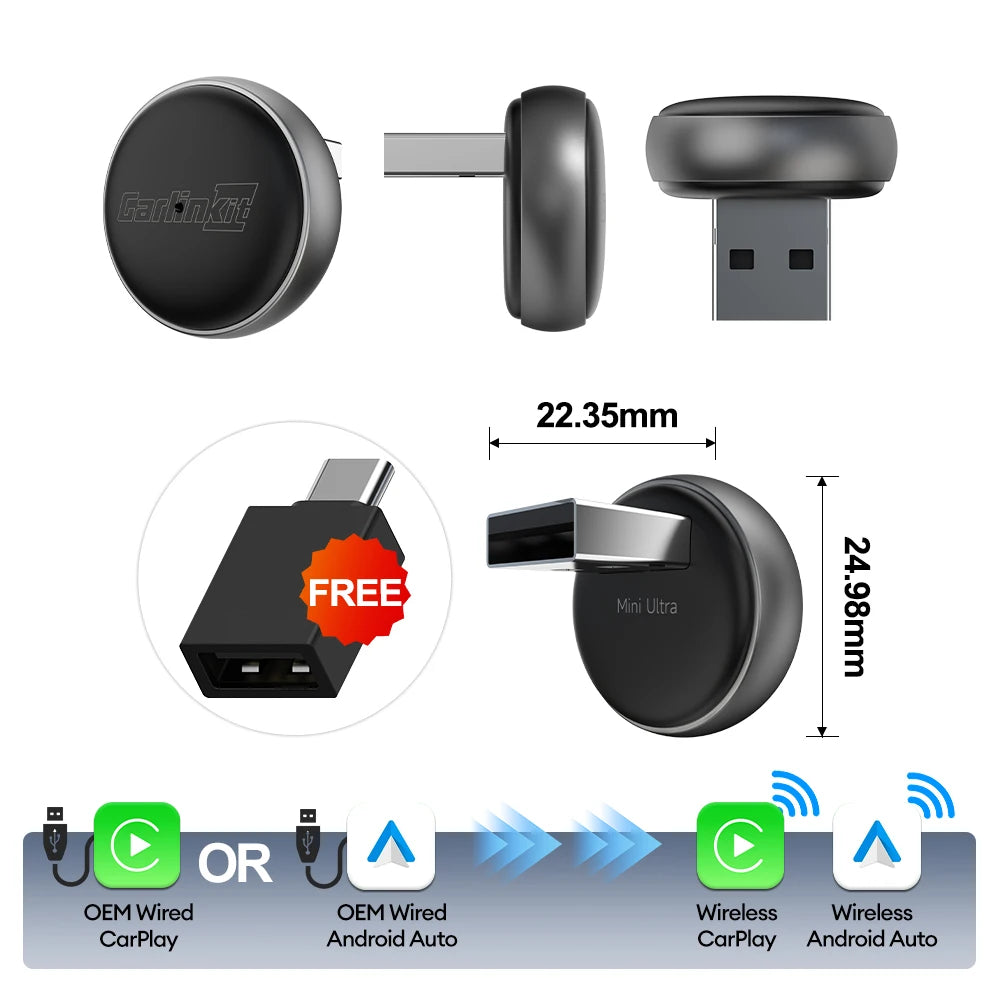 CarlinKit 5.0 2air Wireless CarPlay Adapter Android Auto Wireless Smart Box 2 in 1 For Volvo Benz Audi Kia Hyundai VW Mazda